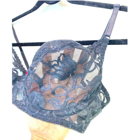 VTG Black Lace Union Made  Sheer  Carnival 34C Wire Bra - Picture 4 of 9